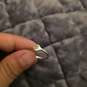 Hammered Signet Dainty Ring With Letter E INITIAL